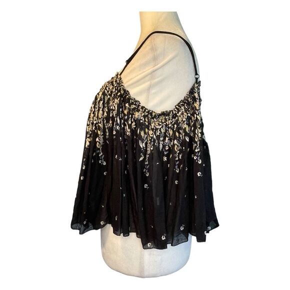 Free People Intimately Instant Crush Camisole Top Black Floral Print Cropped S - Picture 4 of 6